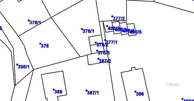 Parcela st. 376/3 v KÚ Vítkov, Katastrální mapa