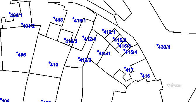 Parcela st. 415/1 v KÚ Vítkov, Katastrální mapa