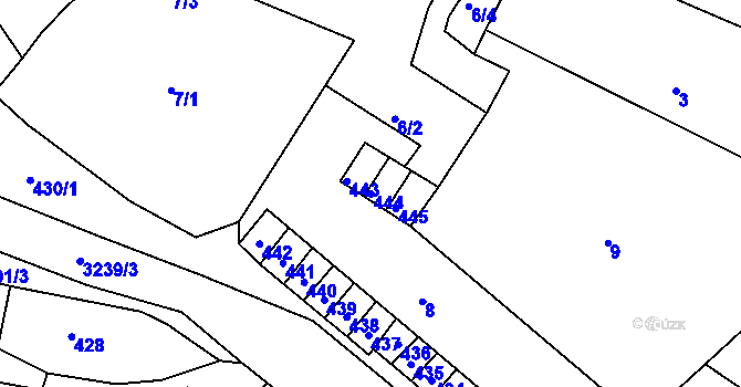 Parcela st. 444 v KÚ Vítkov, Katastrální mapa