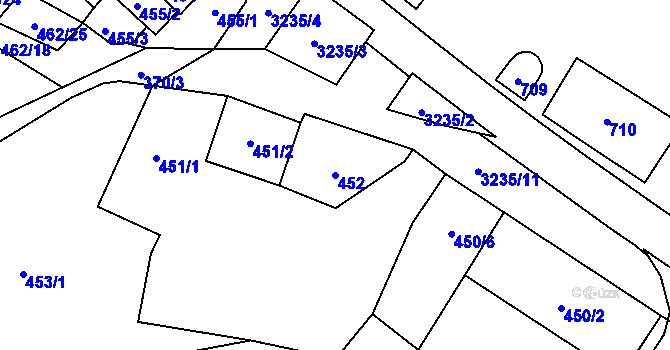 Parcela st. 452 v KÚ Vítkov, Katastrální mapa