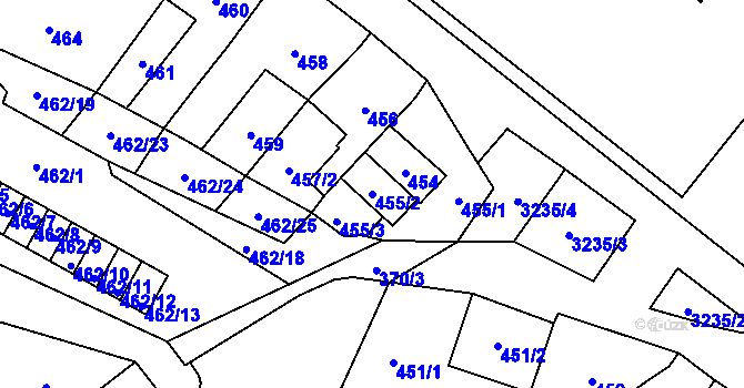 Parcela st. 455/2 v KÚ Vítkov, Katastrální mapa