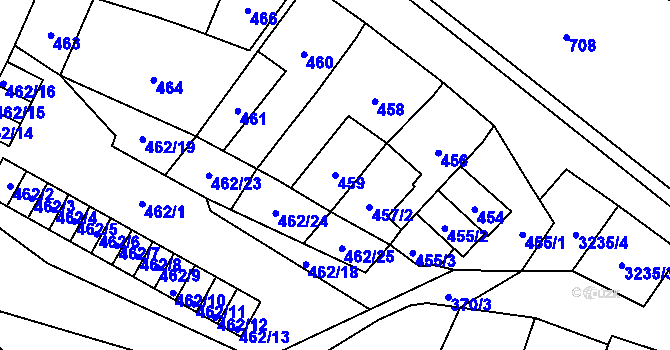 Parcela st. 459 v KÚ Vítkov, Katastrální mapa
