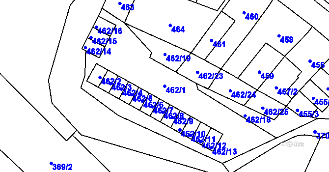 Parcela st. 462/1 v KÚ Vítkov, Katastrální mapa