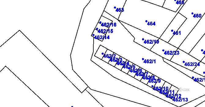 Parcela st. 462/2 v KÚ Vítkov, Katastrální mapa
