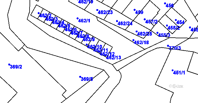 Parcela st. 462/12 v KÚ Vítkov, Katastrální mapa