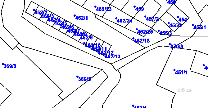 Parcela st. 462/13 v KÚ Vítkov, Katastrální mapa