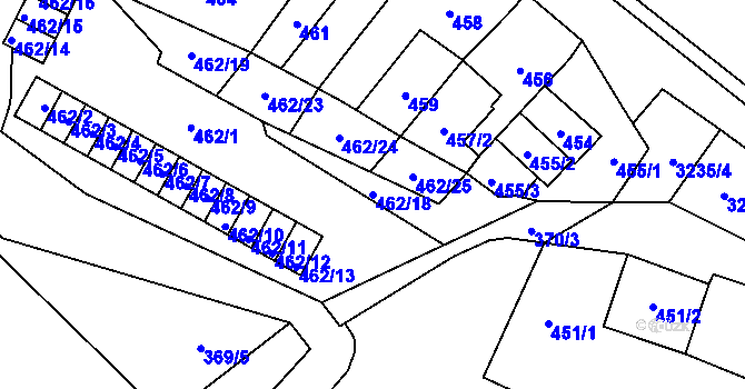 Parcela st. 462/18 v KÚ Vítkov, Katastrální mapa