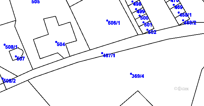 Parcela st. 467/1 v KÚ Vítkov, Katastrální mapa