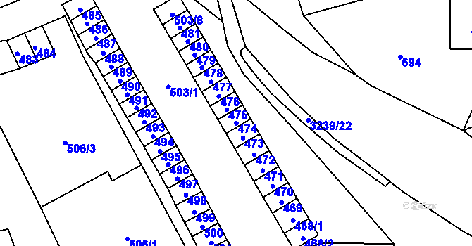 Parcela st. 474 v KÚ Vítkov, Katastrální mapa
