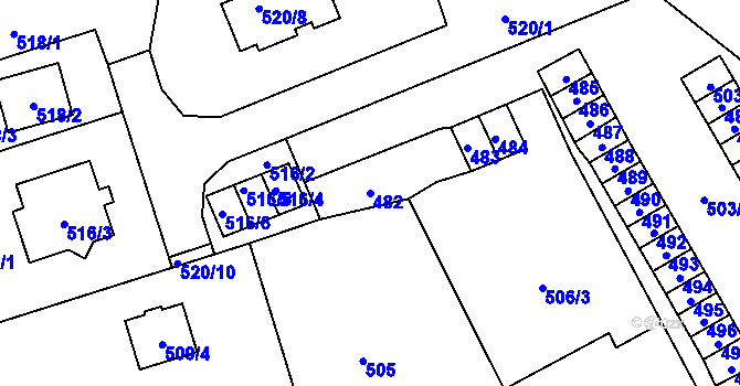 Parcela st. 482 v KÚ Vítkov, Katastrální mapa