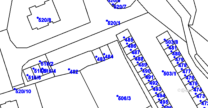 Parcela st. 484 v KÚ Vítkov, Katastrální mapa