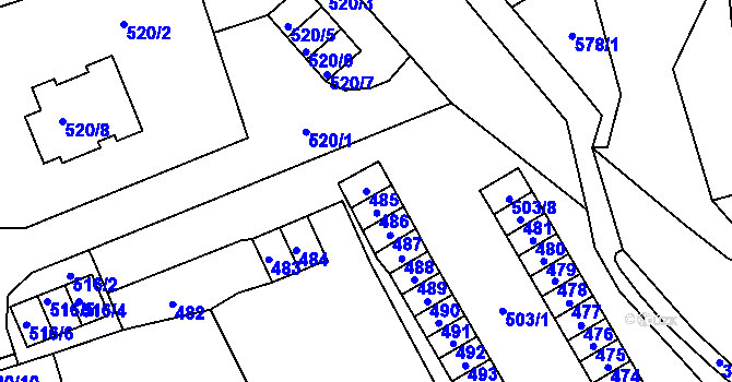 Parcela st. 485 v KÚ Vítkov, Katastrální mapa
