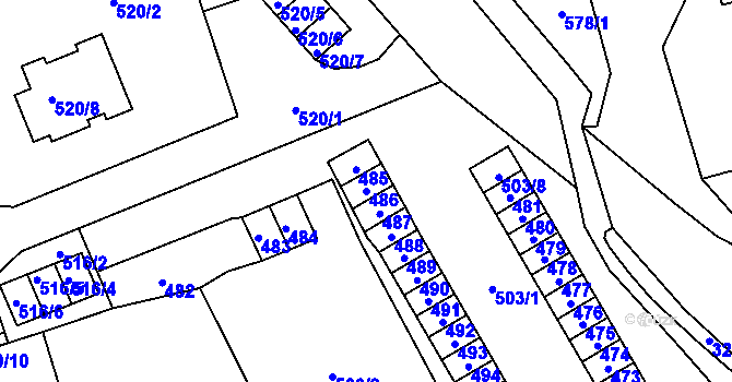 Parcela st. 486 v KÚ Vítkov, Katastrální mapa