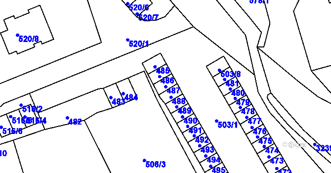Parcela st. 487 v KÚ Vítkov, Katastrální mapa