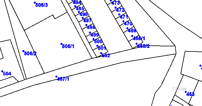 Parcela st. 502 v KÚ Vítkov, Katastrální mapa