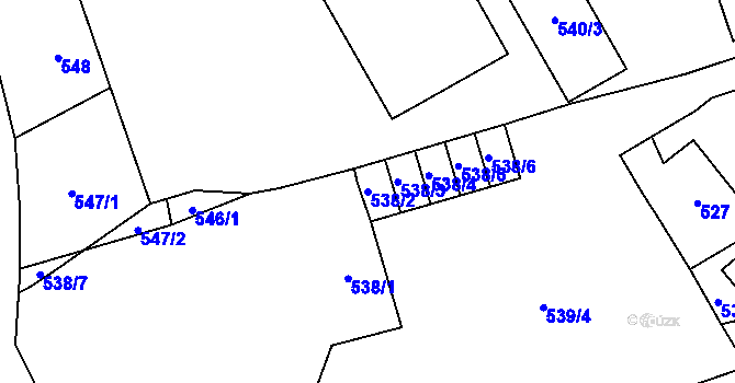 Parcela st. 538/2 v KÚ Vítkov, Katastrální mapa