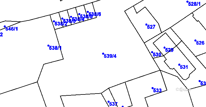 Parcela st. 539/4 v KÚ Vítkov, Katastrální mapa