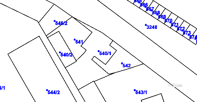 Parcela st. 540/1 v KÚ Vítkov, Katastrální mapa