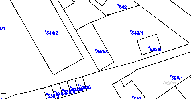 Parcela st. 540/3 v KÚ Vítkov, Katastrální mapa