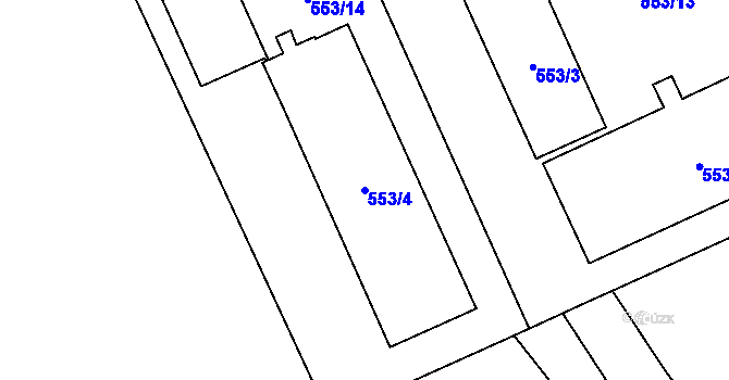 Parcela st. 553/4 v KÚ Vítkov, Katastrální mapa