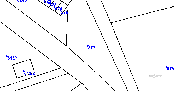 Parcela st. 577 v KÚ Vítkov, Katastrální mapa