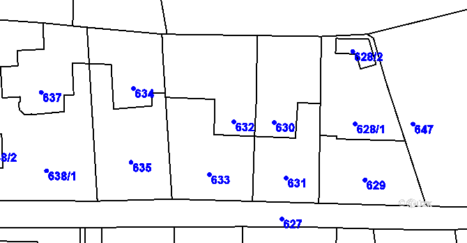 Parcela st. 632 v KÚ Vítkov, Katastrální mapa