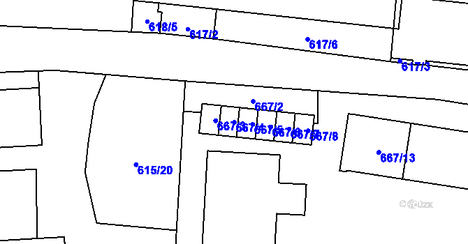 Parcela st. 667/4 v KÚ Vítkov, Katastrální mapa