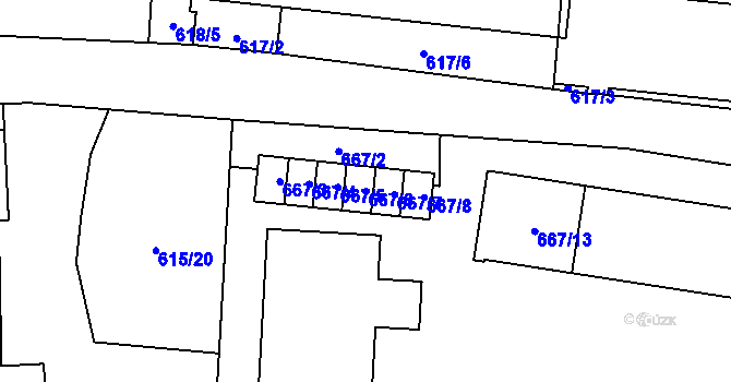Parcela st. 667/6 v KÚ Vítkov, Katastrální mapa