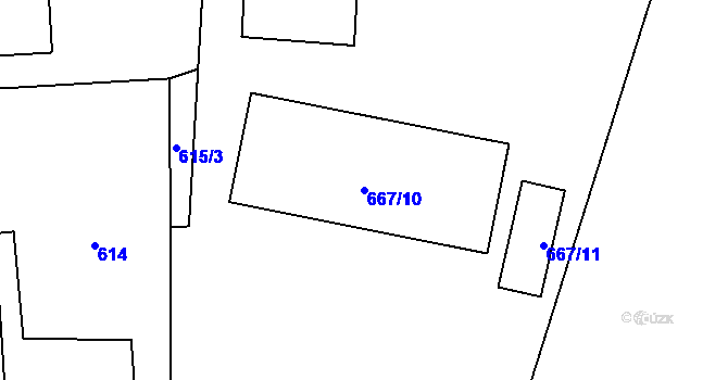 Parcela st. 667/10 v KÚ Vítkov, Katastrální mapa