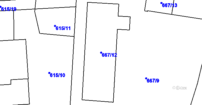 Parcela st. 667/12 v KÚ Vítkov, Katastrální mapa