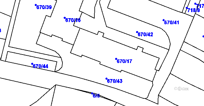 Parcela st. 670/17 v KÚ Vítkov, Katastrální mapa