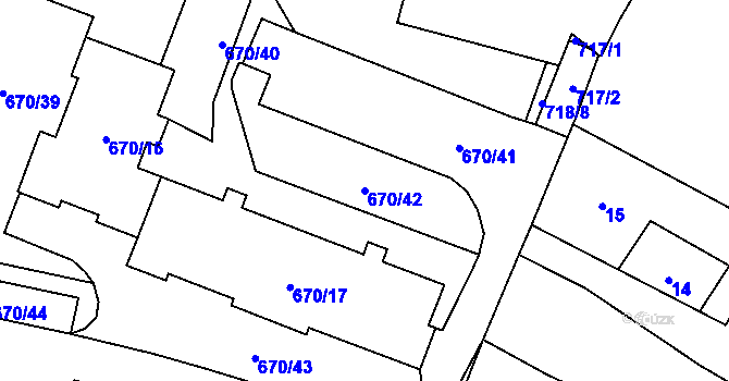 Parcela st. 670/42 v KÚ Vítkov, Katastrální mapa