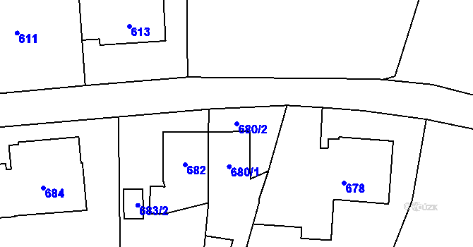 Parcela st. 680/2 v KÚ Vítkov, Katastrální mapa