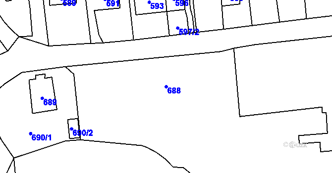 Parcela st. 688 v KÚ Vítkov, Katastrální mapa