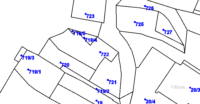 Parcela st. 722 v KÚ Vítkov, Katastrální mapa
