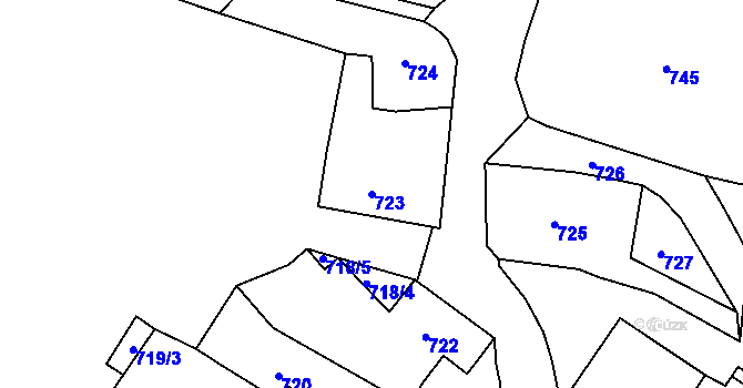 Parcela st. 723 v KÚ Vítkov, Katastrální mapa