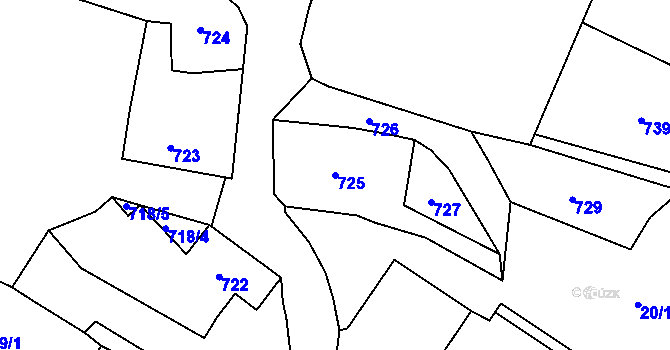 Parcela st. 725 v KÚ Vítkov, Katastrální mapa