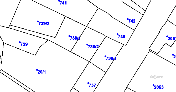 Parcela st. 738/2 v KÚ Vítkov, Katastrální mapa