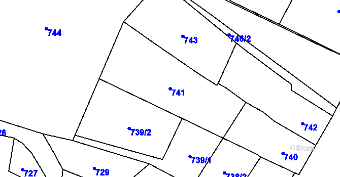 Parcela st. 741 v KÚ Vítkov, Katastrální mapa