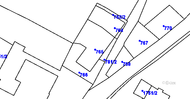 Parcela st. 765 v KÚ Vítkov, Katastrální mapa