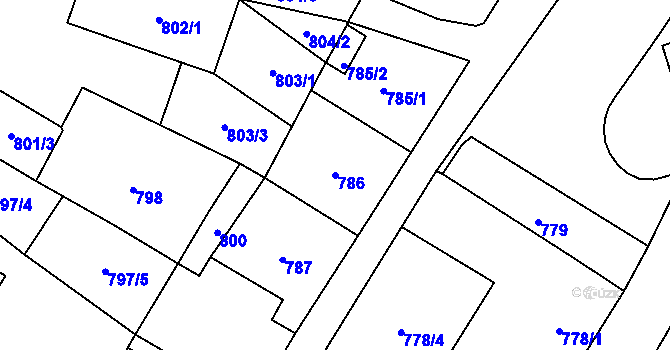 Parcela st. 786 v KÚ Vítkov, Katastrální mapa