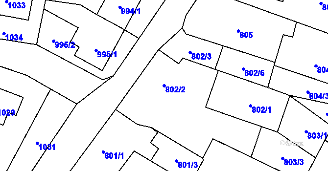Parcela st. 802/2 v KÚ Vítkov, Katastrální mapa