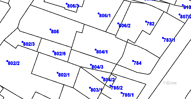 Parcela st. 804/1 v KÚ Vítkov, Katastrální mapa