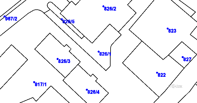 Parcela st. 826/1 v KÚ Vítkov, Katastrální mapa
