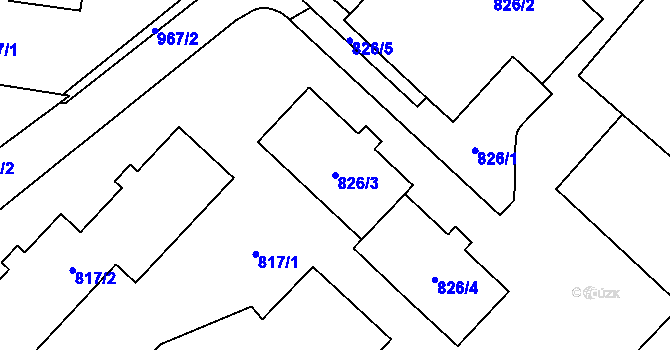 Parcela st. 826/3 v KÚ Vítkov, Katastrální mapa