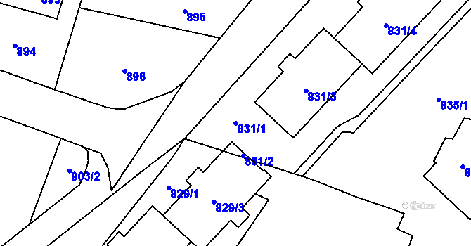 Parcela st. 831/1 v KÚ Vítkov, Katastrální mapa