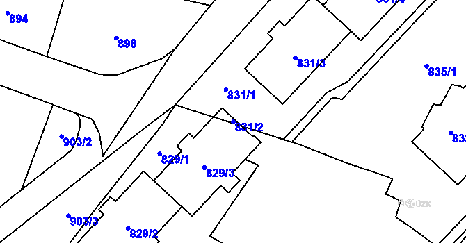 Parcela st. 831/2 v KÚ Vítkov, Katastrální mapa