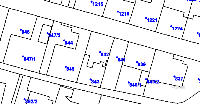 Parcela st. 842 v KÚ Vítkov, Katastrální mapa