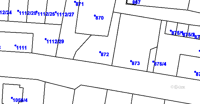 Parcela st. 872 v KÚ Vítkov, Katastrální mapa