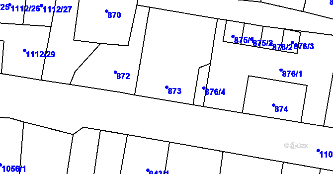 Parcela st. 873 v KÚ Vítkov, Katastrální mapa